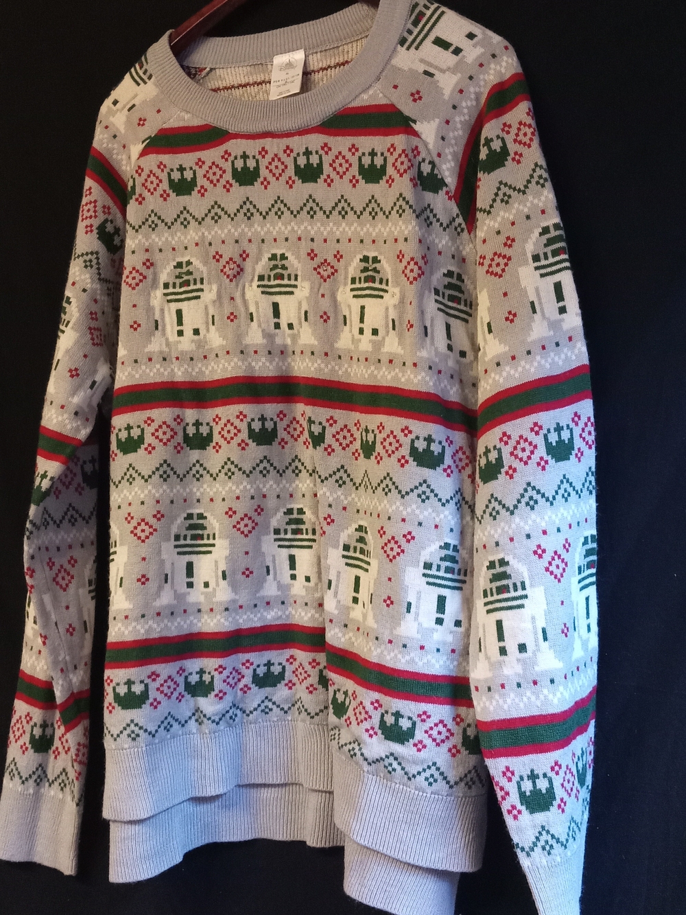 Disney Knit Crewneck Sweater - Light Gray, Green, Red